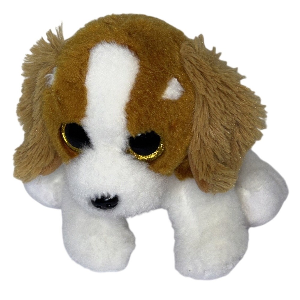 Ty Beanie Boos Barker Brown Spaniel Dog Plush Glitter Eyes VelveTy Stuffed Toy